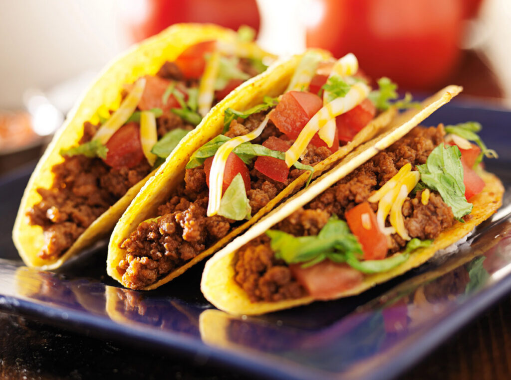 3 tacos on a plate
